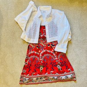 S/W/F white eyelet cotton cropped swing top. Size XS.